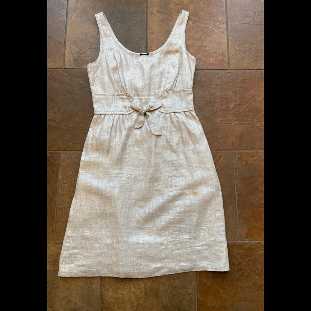J. Crew Gold Shimmer Linen Dress